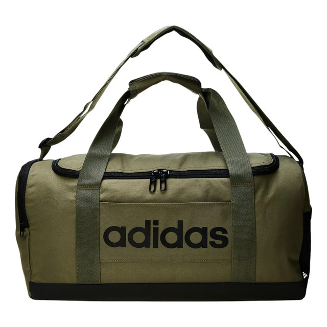 Mala Duffel Pequena Linear Feminino E Masculino adidas Cor Olive Strata / Black Desenho Do Tecido Liso Mala Duffel Pequena Linear Feminino E Masculino adidas Cor Olive Strata / Black Desenho Do Tecido Liso