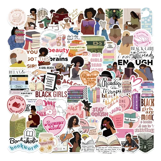 Pegatinas Para Kindle De Mujer Negra Amante De Libros 100pcs