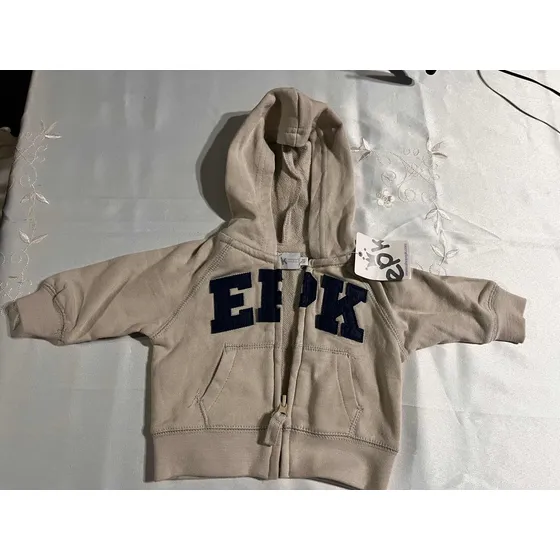 Sweater Capucha Niño Manga Larga Beigs Abierto Para 3 Meses