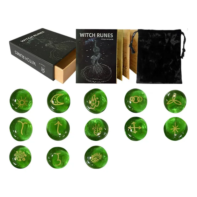Juego De Piedras De Runas Verdes Juego De Runas De Brujas De