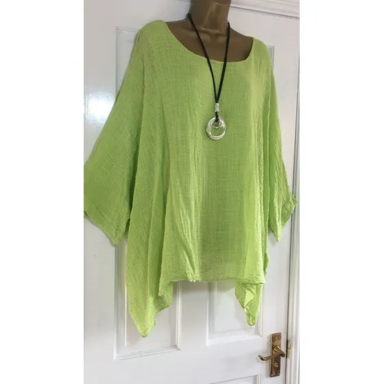 Camiseta Holgada Con Cuello Redondo Y Manga 3/4 - Mujer
