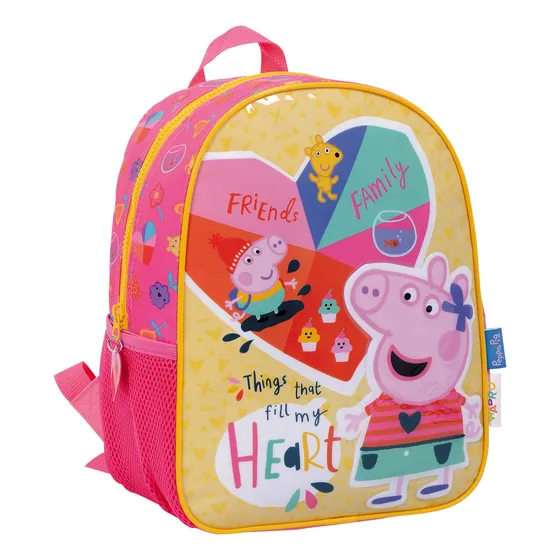 Mochila De Espalda Peppa Pig Con Brillos 12puLG Ideal Jardin Color Amarillo Diseño De La Tela Estampa