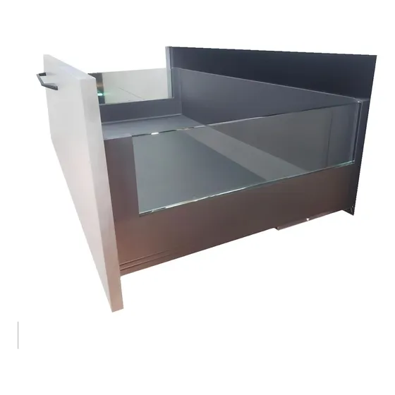 Gaveton Con Freno Y Vidrio Extension Total Gris Antracita 