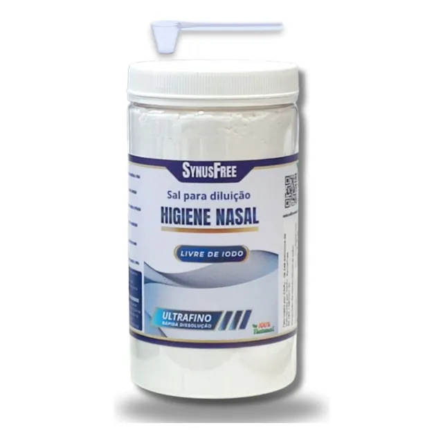 Sal Lavagem Nasal Ultrafino 1kg Sem Iodo Dosador Synusfree