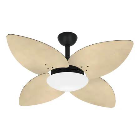 Ventilador Teto Winds Preto 4 Pás Palha Potente Ventax Cor das pás Natural Diâmetro 120 cm Material das pás MDF