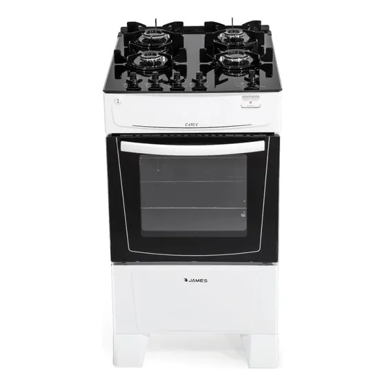 Cocina A Gas James 4 Hornallas C/mesasda Vidrio C690v Blanco