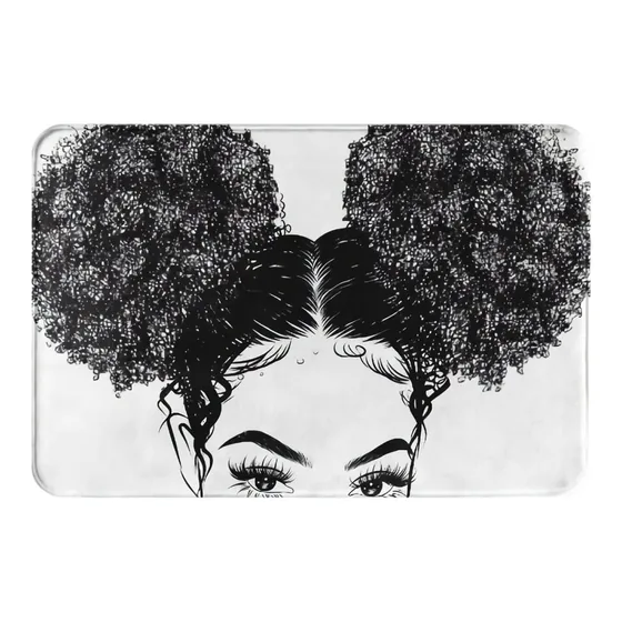 Alfombrilla Baño Para Mujer Arte Afroamericano Pelo Rizado X