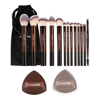 Maange 13 Brochas Maquillaje Profesional+bolsa+2 Esponjas Color Estilo 1 Maange 13 Brochas Maquillaje Profesional+bolsa+2 Esponjas Color Estilo 1