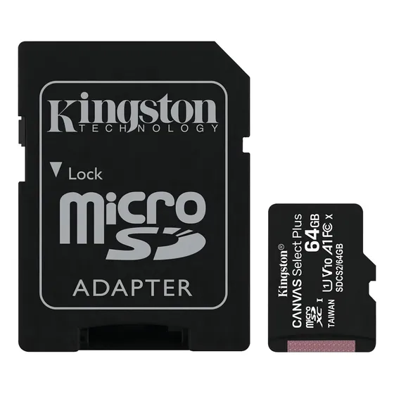 Tarjeta de memoria Kingston SDCS2/64GB Canvas Select Plus con adaptador SD 64GB