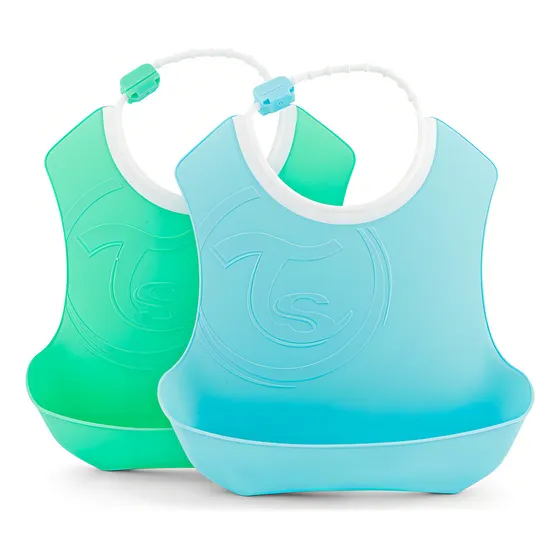 Babero 4+m Twistshake 2pz Azul Verde Pas Suave Talla 4+m