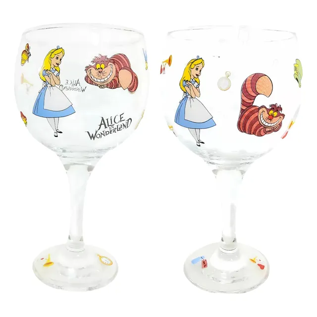 Set De 2 Copas De Gin De Vidrio Con Diseño Alicia Cheshire