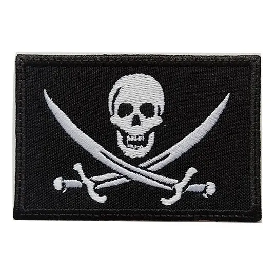 Parche Bordado Bandera Jolly Roger, Bandera Pirata Bordada