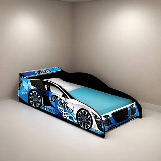 Cama temática Welaman Drift 1 plaza color azul fabricada en mdp