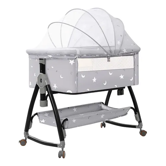 VANOW Cuna Moisés Plegable Portátil Mosquitero Bebe Colchon Niños Color Gris Diseño 1