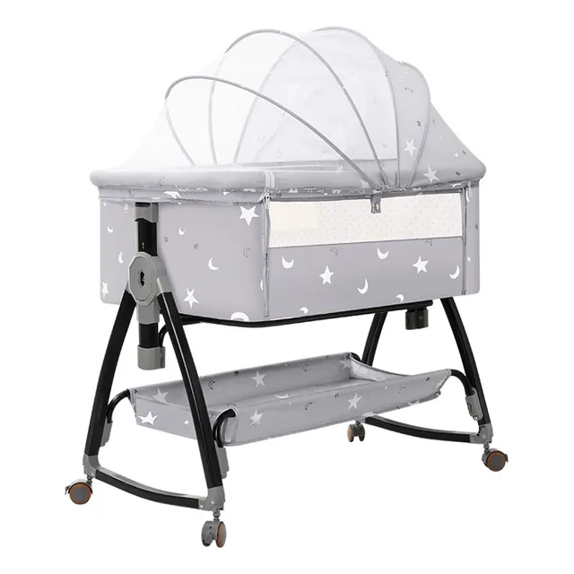 VANOW Cuna Moisés Plegable Portátil Mosquitero Bebe Colchon Niños Color Gris Diseño 1