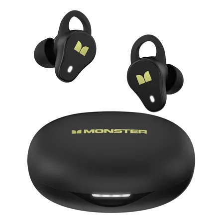 Fone de Ouvido sem fio Bluetooth Monster W36 Possui um Microfone HD Integrado, Controles de Toque Inteligentes, 32 Horas de Reprodução e Graves Profundos, Tornando-o Ideal Para Gogos e Esportes