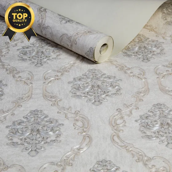 Papel De Parede Vinilico Lavavel Listrado Prata Creme 10m Texturizado Relevo 3d Alto Padrão Importad