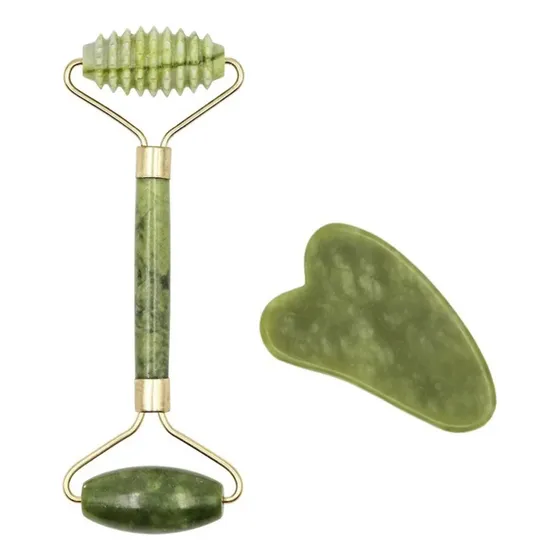 Set Jade Rodillo Piedra Gua Sha