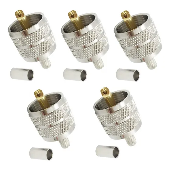 Conector Coaxial De Engarce Macho Uhf Pl259 Paquete De 5