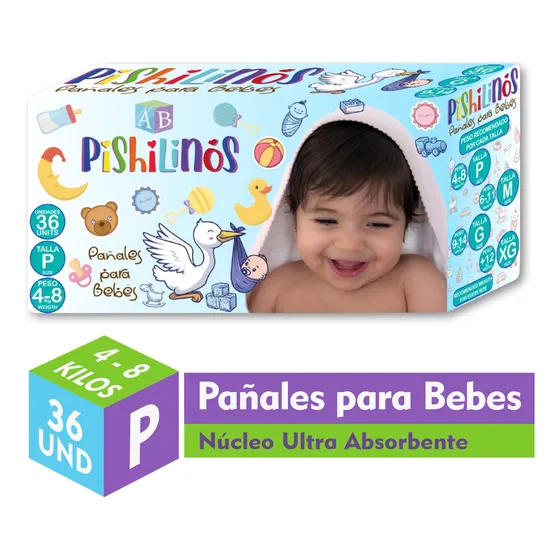 Pañal Para Bebé Pishilinos. Bulto 216. Talla P