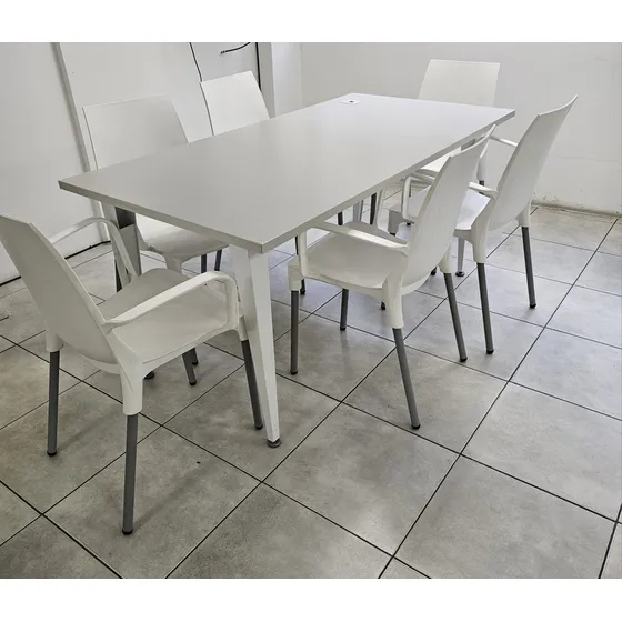 Mesa 160x80x74 Con 6 Sillas Color Blanco