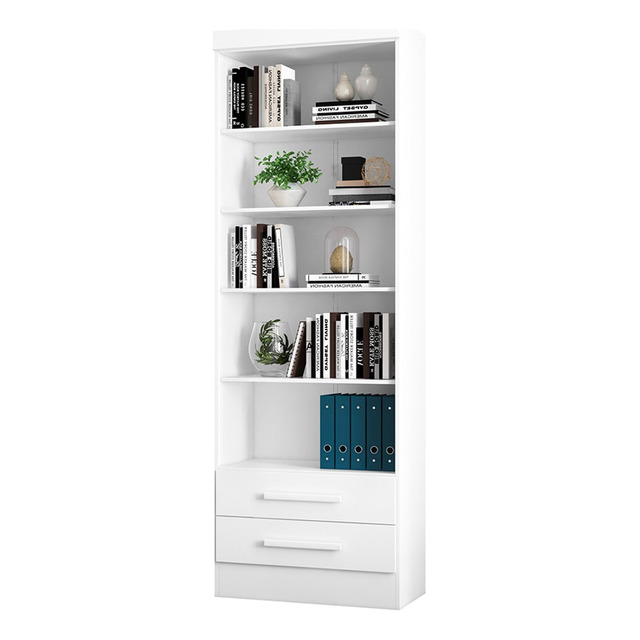 Estante Livreiro 2 Gavetas E 5 Prateleiras Fancy Q01 Branco Estante Livreiro 2 Gavetas E 5 Prateleiras Fancy Q01 Branco