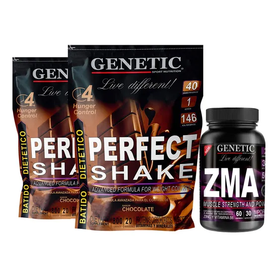 2 Perfect Shake Zma Proteína Zinc Magnesio Vitamina Genetic