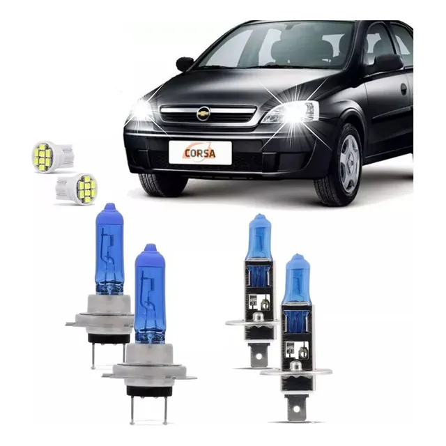 Kit Lampadas Corsa Montana 2002 A 2012 Super Brancas H7 H1