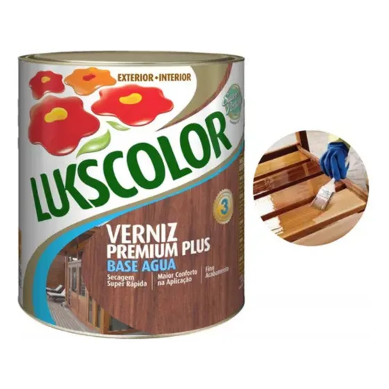 Verniz madeira base água incolor brilhante 900ml Lukscolor
