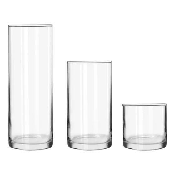 Kit Vaso Tubo Cilindro Vidro Decorativo Plantas 10x10,20,30