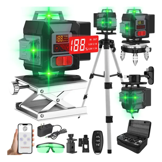 Nível Laser Verde 16 Linhas Automático 2 Bateria+1.2m Tripé DOBEVI