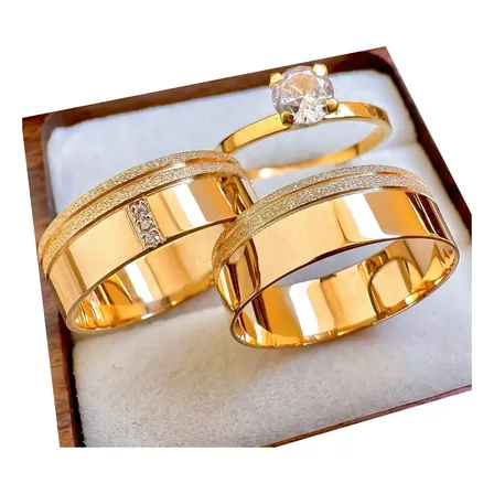 Alianças De Casamento Ouro 18k Legítimo Pedra 5mm+ Solitário Dourado 8 Ao 40