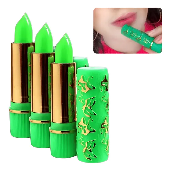 Batom Mágico Muda De Cor Verde 24h Bella Femme Kit C/ 3 Un