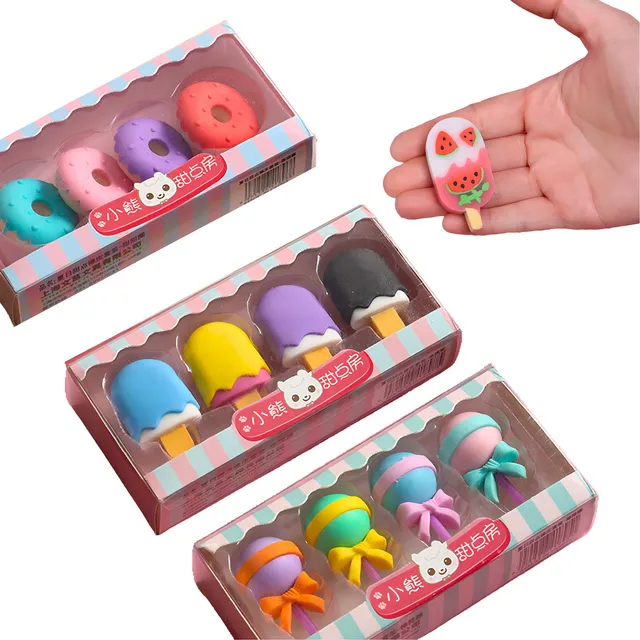 Borracha Fofinha 12 Unidades Apaga Lápis Escolar Kawaii
