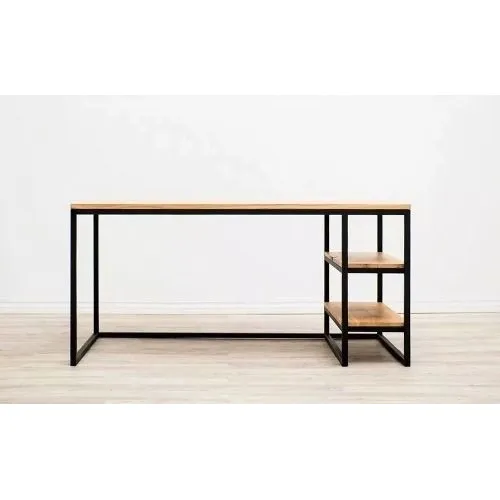 Escritorio Largo De Hierro Y Madera Moderno Tipo Industrial