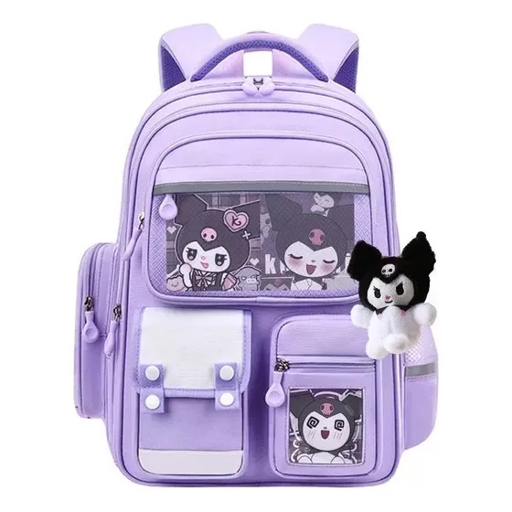 Mochila Escolar Para Niñas De Sanrio Kuromi Primary School Color Violeta Diseño De La Tela Grande