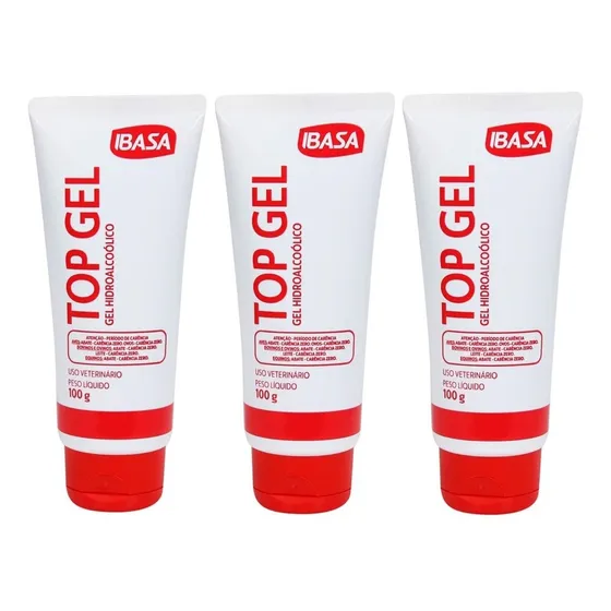 Kit C/3 Top Gel Hidroalcoolico Pomada Uso Vet 100g - Ibasa