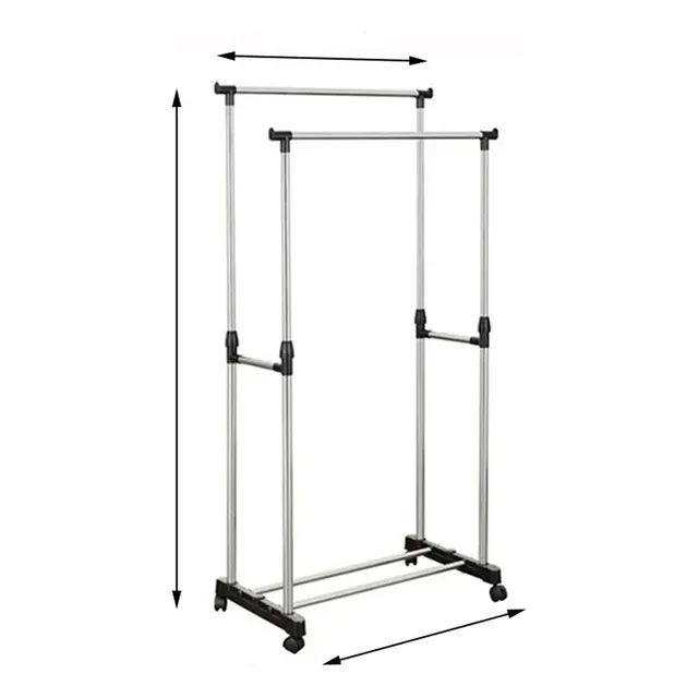 Rack Perchero Estante Con Rueda Doble De Hogar Y Tienda 