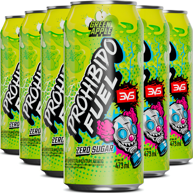 Prohibido Fuel Energy Drink Pack Com 6 Latas - Pré Treino Sabor Green Apple Prohibido Fuel Energy Drink Pack Com 6 Latas - Pré Treino Sabor Green Apple