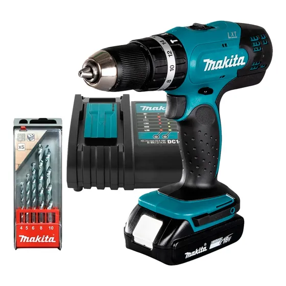 Taladro Percutor 1/2  18v Lxt + Set De Brocas 5 Pzs Makita