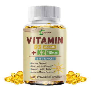 Zhphk D3 K2 Vitamina 10.000 Ui, Vitamina K2 Com Suplemento D Zhphk D3 K2 Vitamina 10.000 Ui, Vitamina K2 Com Suplemento D