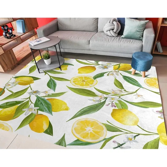 Alaza Alfombra Antideslizante Color Amarillo Hoja Limon 5 X