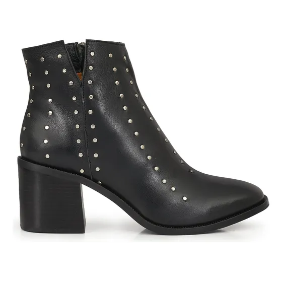 Bota Cuero Mujer Botineta Elegante Zapato Tachas Briganti