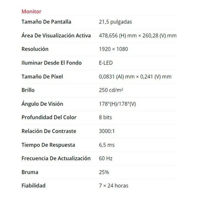 Monitor Hikvision con pantalla de 22" 60Hz 220V y resolución Full HD