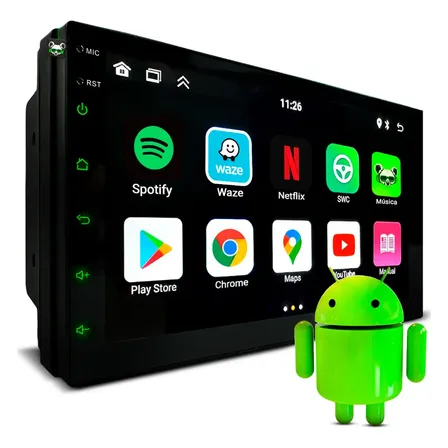 Central Multimidia 2 Din Tela 7 Polegadas Android Wifi Gps First Option 701ke Cor Preto