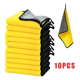 10 Paño Microfibra Auto 30x40 Para Lavar Coches Amarillo