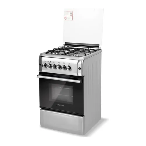 Cocina Smartlife 4 Hornallas Grill 50x55cm Inox Color Plateado