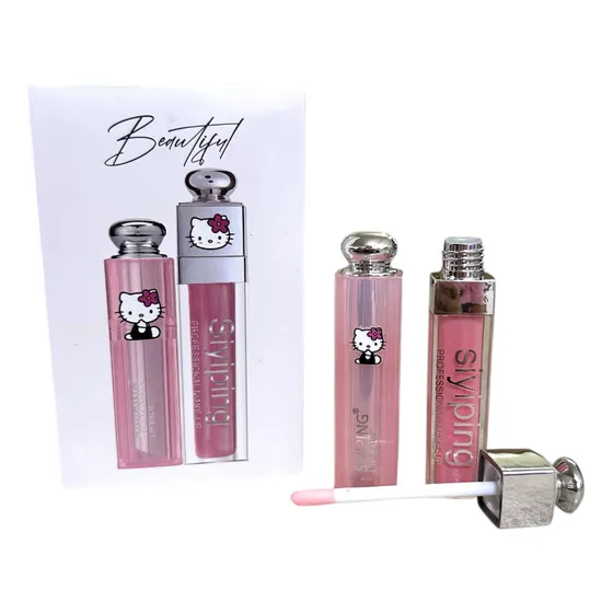 Set Maquillaje Brillo Labial Lip Gloss Balsamo Hello Kitty