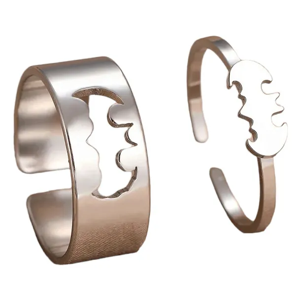 F Anillos Dúo Pareja Ajustable Acero Novios Aniversario
