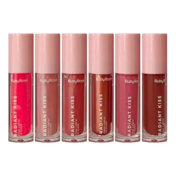 6 Gloss Labial Radiant Kiss L6400 Ruby Rose Atacado
